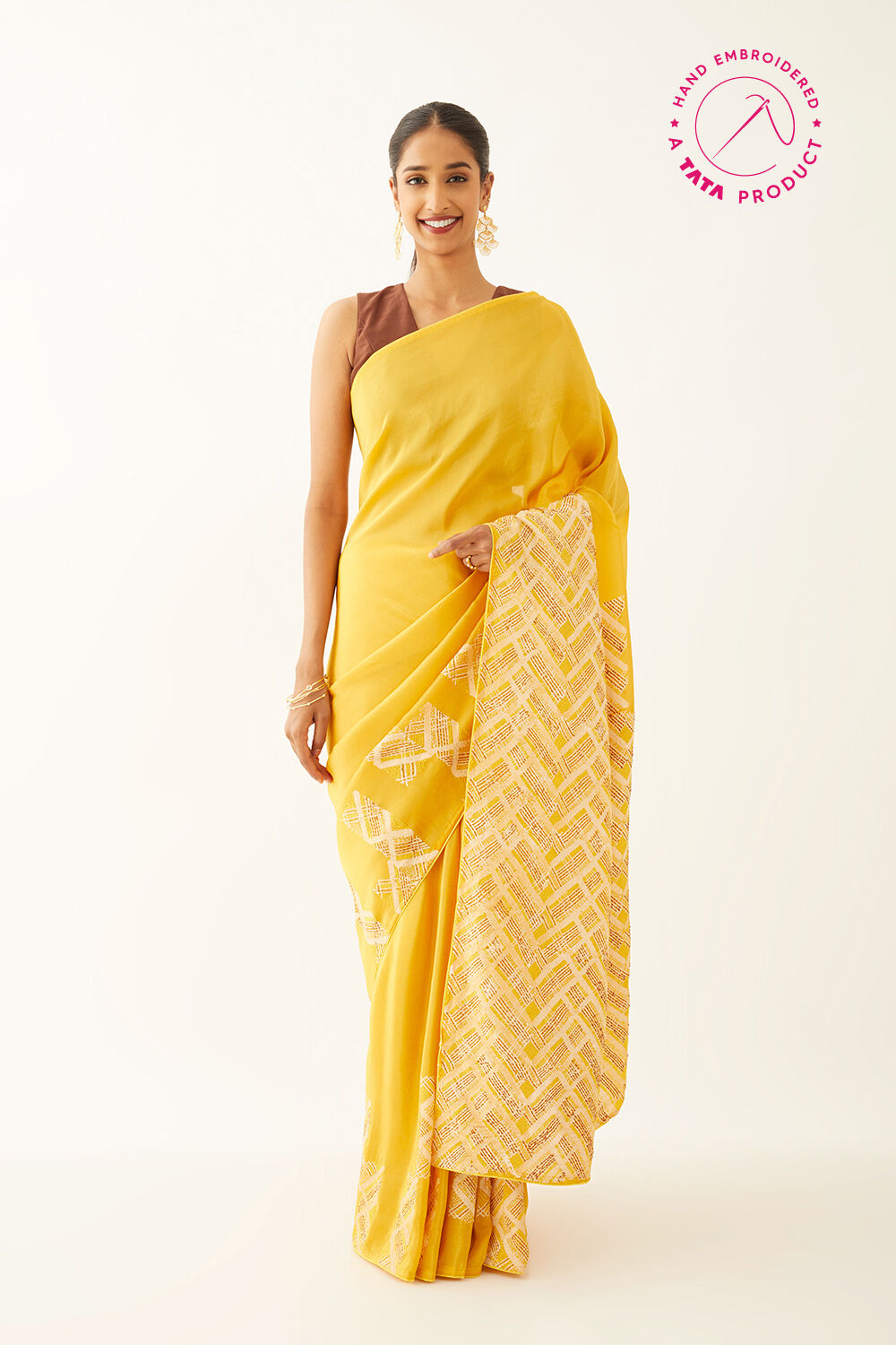Orange Pure Organza Tissue Printed Saree image number null
