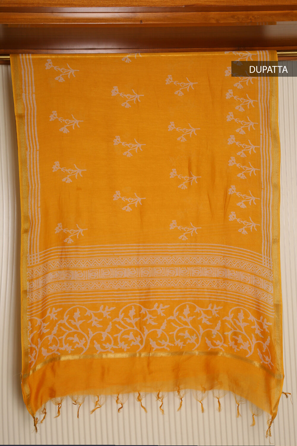 Yellow Pure Silk Cotton Suit Set image number null