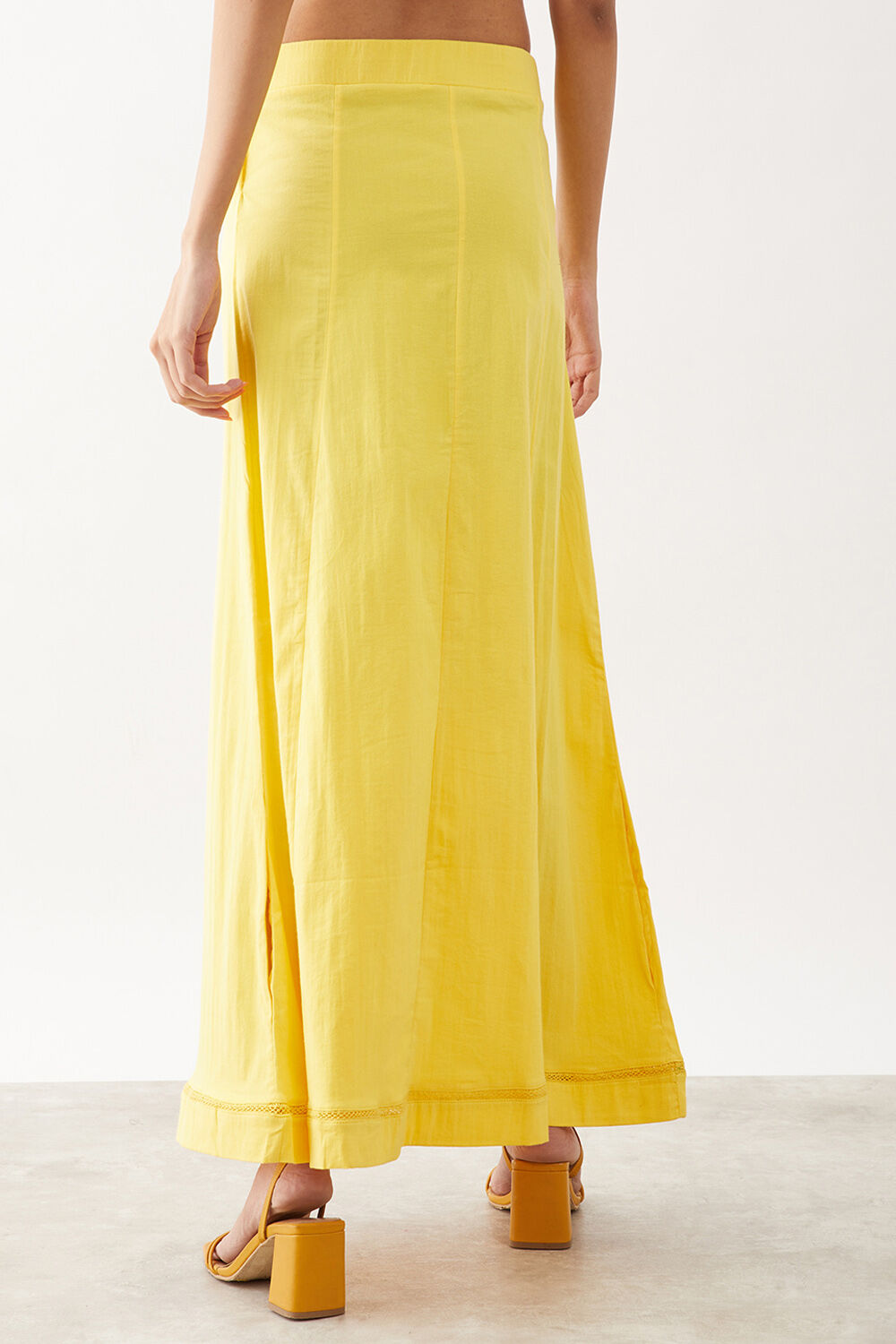 Yellow Woven Cotton Lycra Skirt image number null