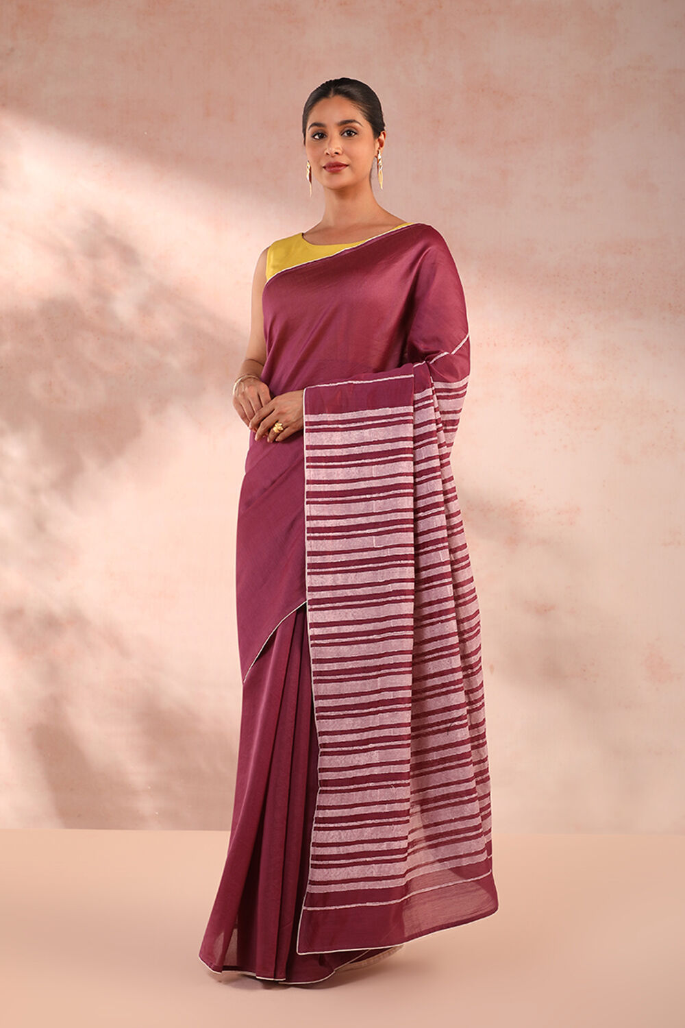Violet Bengal Pure Silk Cotton Printed Embroidery Saree image number null