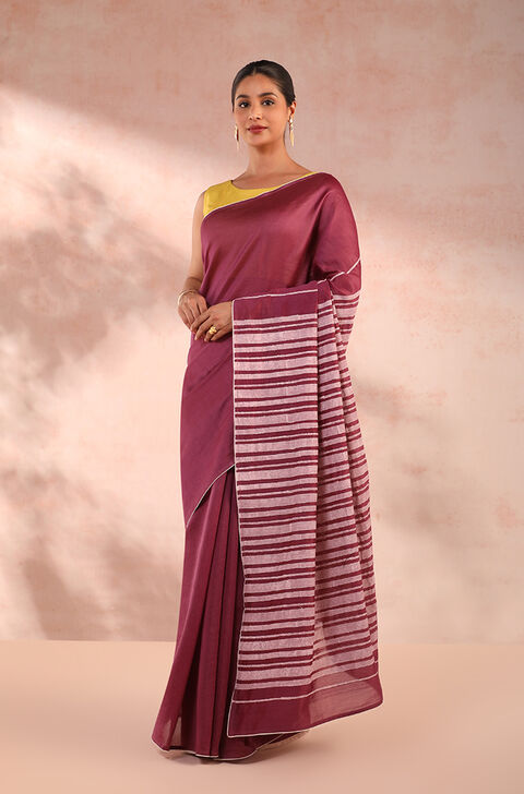 Violet Bengal Pure Silk Cotton Printed Embroidery Saree