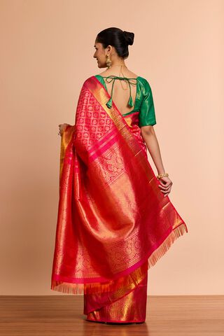 Pink Pure Silk Woven Kanjeevaram Saree thumbnail image number null