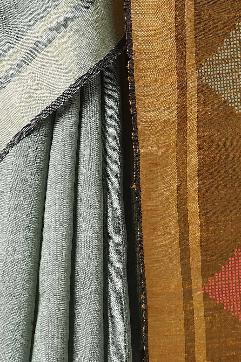 Light Green Pure Tussar Silk Bhagalpuri Saree image number null