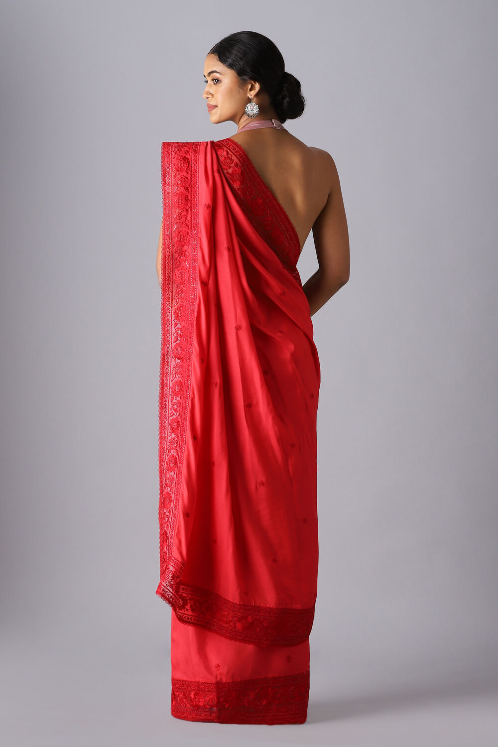 Red  Viscose Embroidered Saree image number null