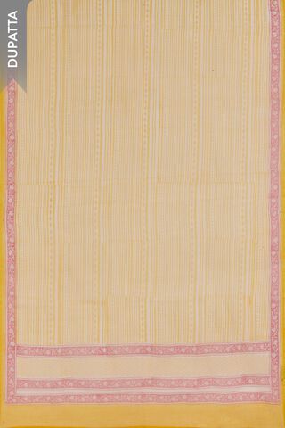 Yellow Block Printed Pure Cotton Unstitched Suit Set thumbnail image number null