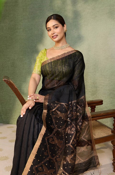 Black Bengal Pure Silk Vanya Jamdani Saree