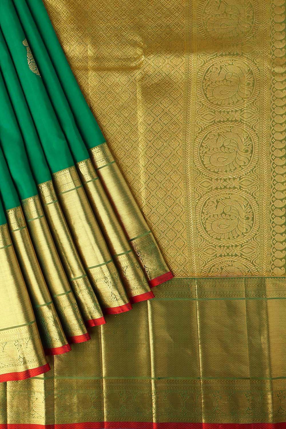 Dark Green Pure Silk Kanjivaram Saree image number null