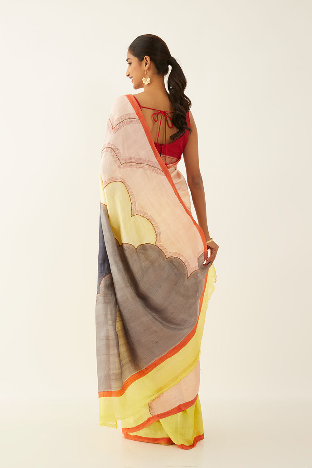 Yellow Pure Silk Hand Paint Saree image number null