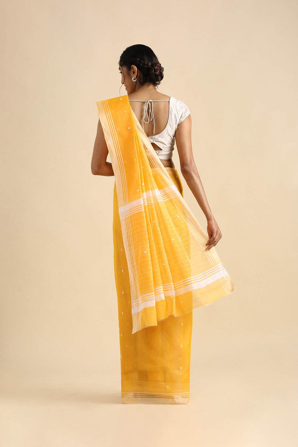 Yellow Pure Silk Cotton Chanderi Saree image number null