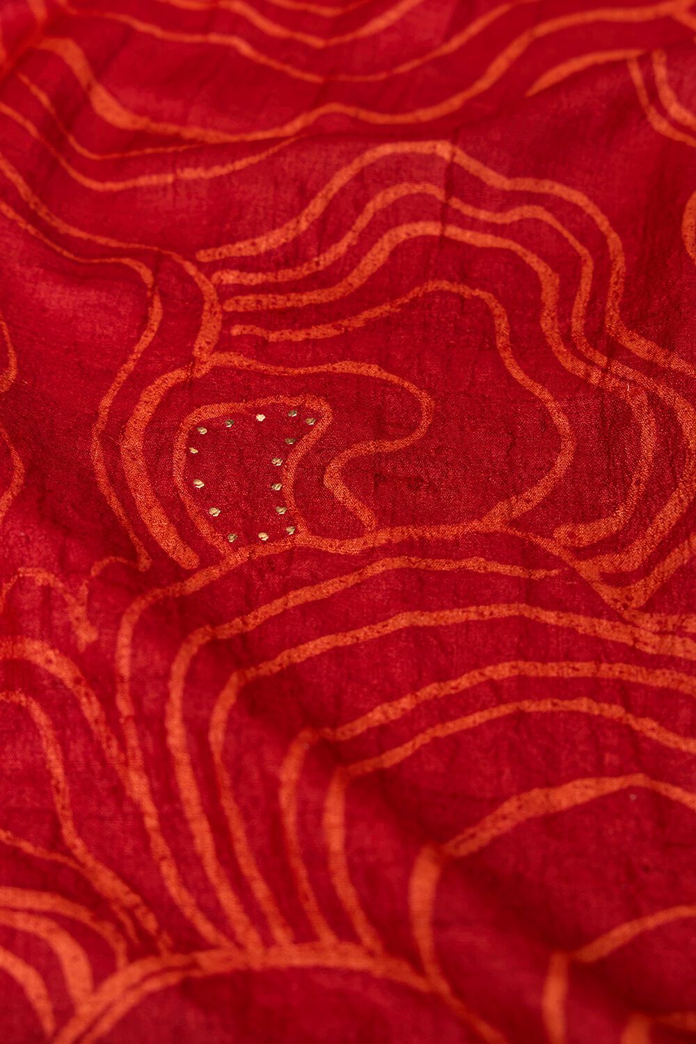 Red Batik Pure Tussar Silk Bengal Saree image number null