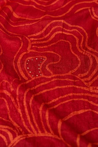 Red Batik Pure Tussar Silk Bengal Saree thumbnail image number null