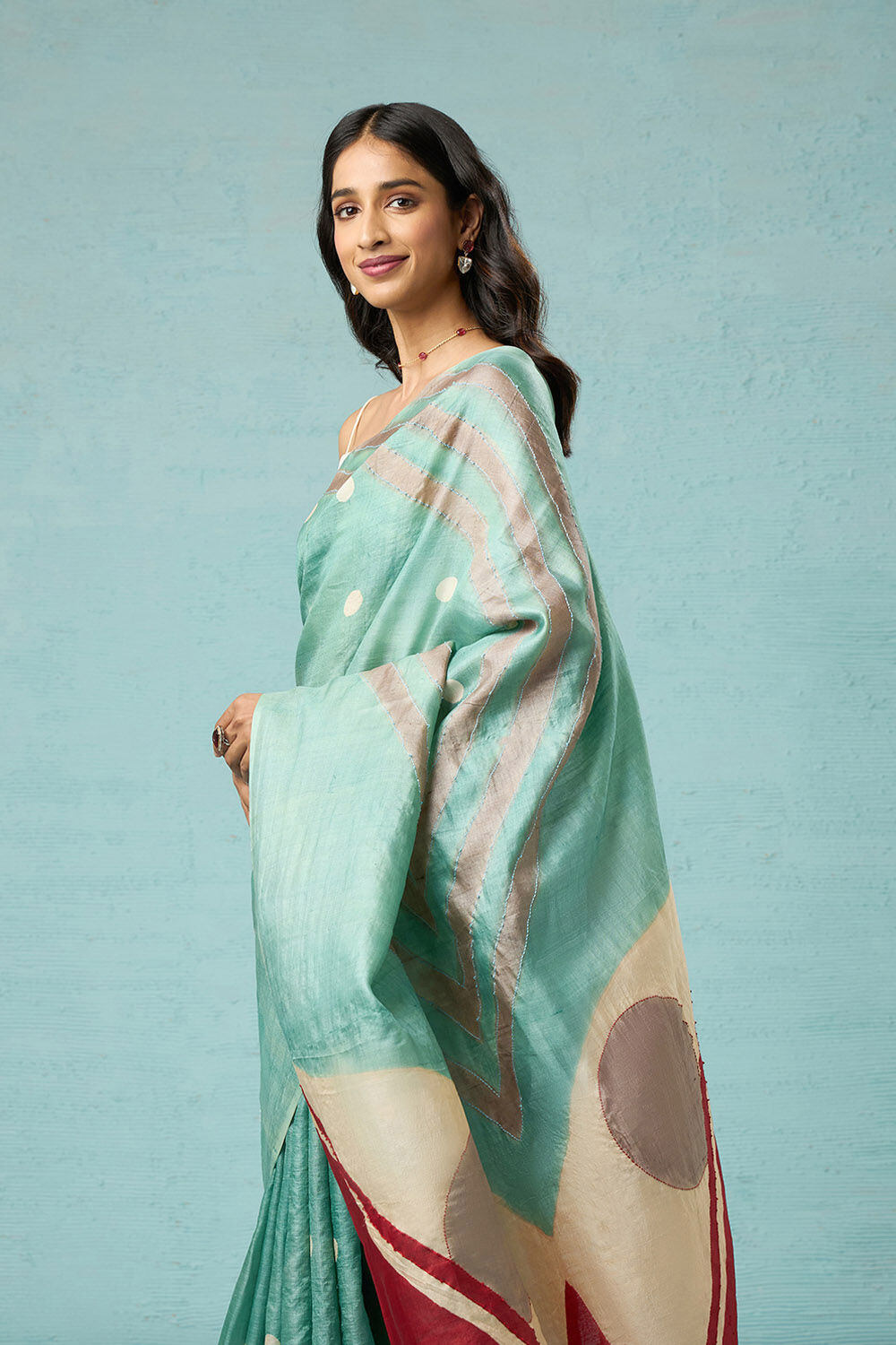 Light Green Chattisgarh Pure Tussar Silk Hand Painted Saree image number null
