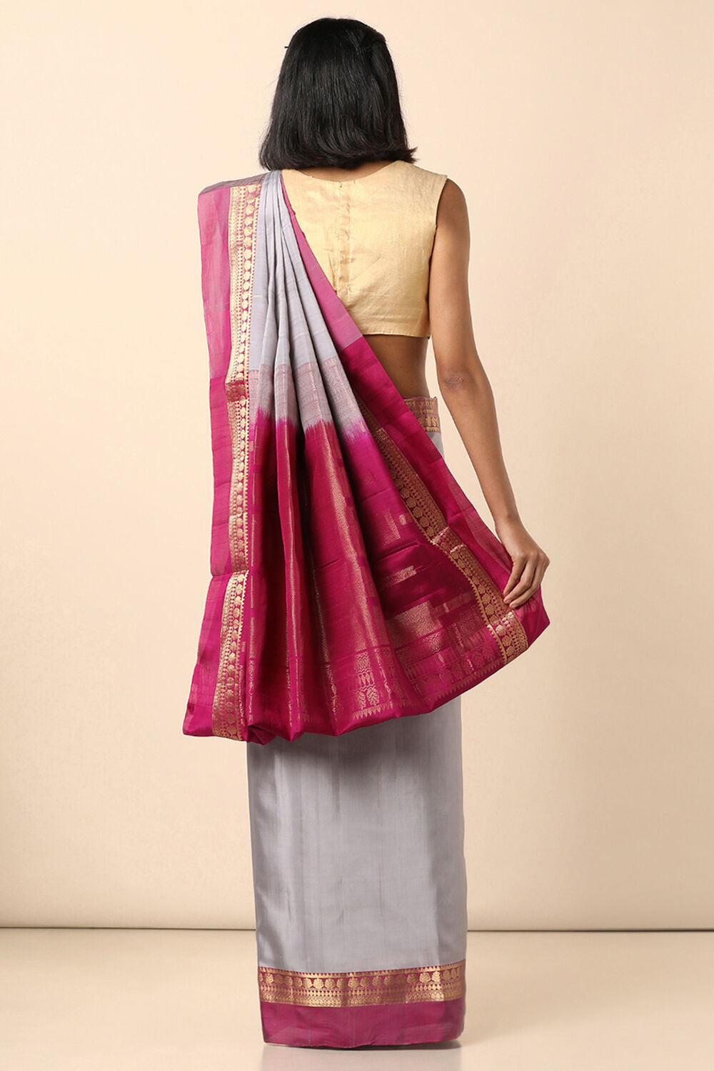 Light Blue Pure Silk Tencel South Saree image number null