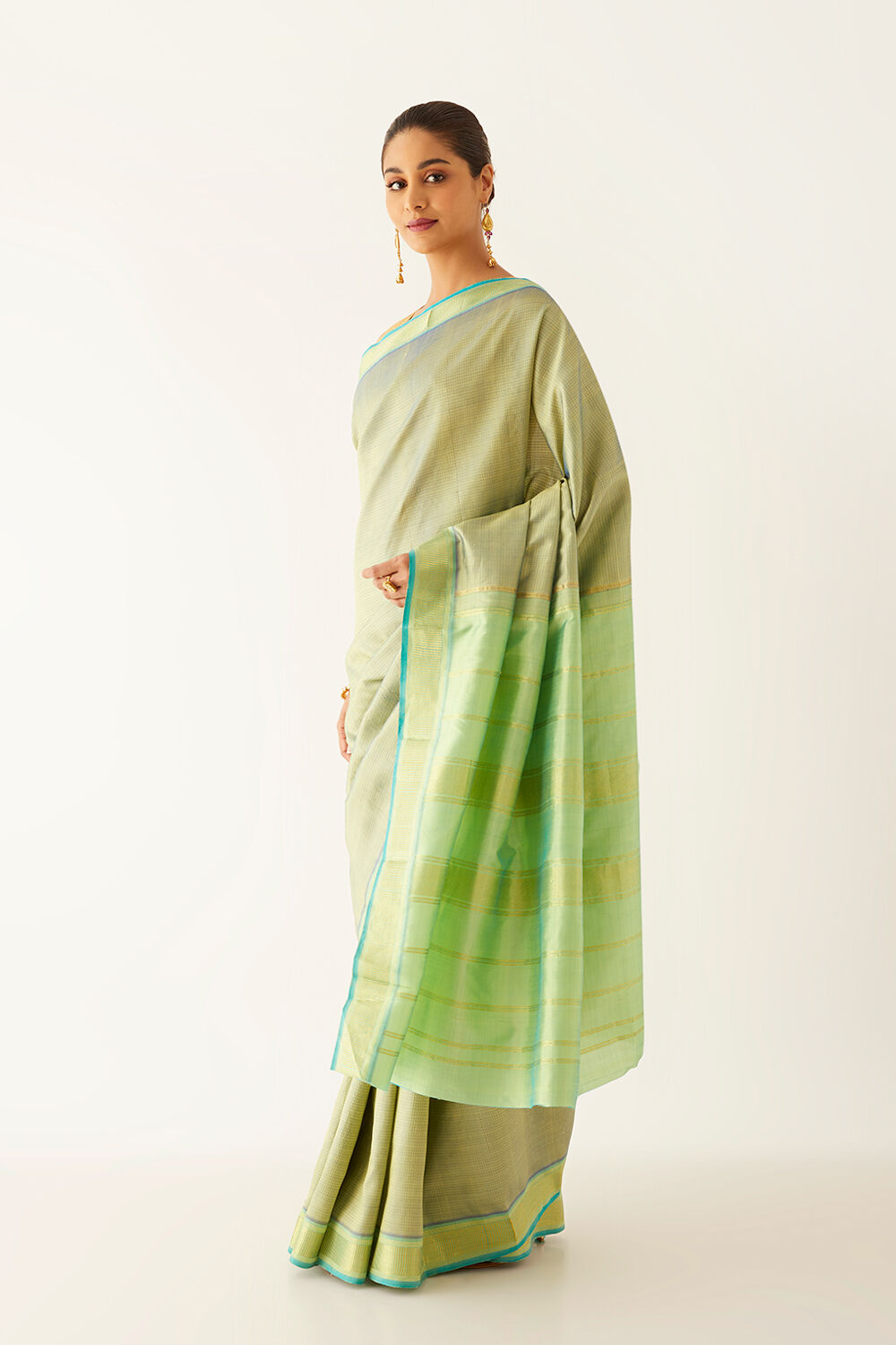 Light Green Pure Silk Kanjivaram Saree image number null
