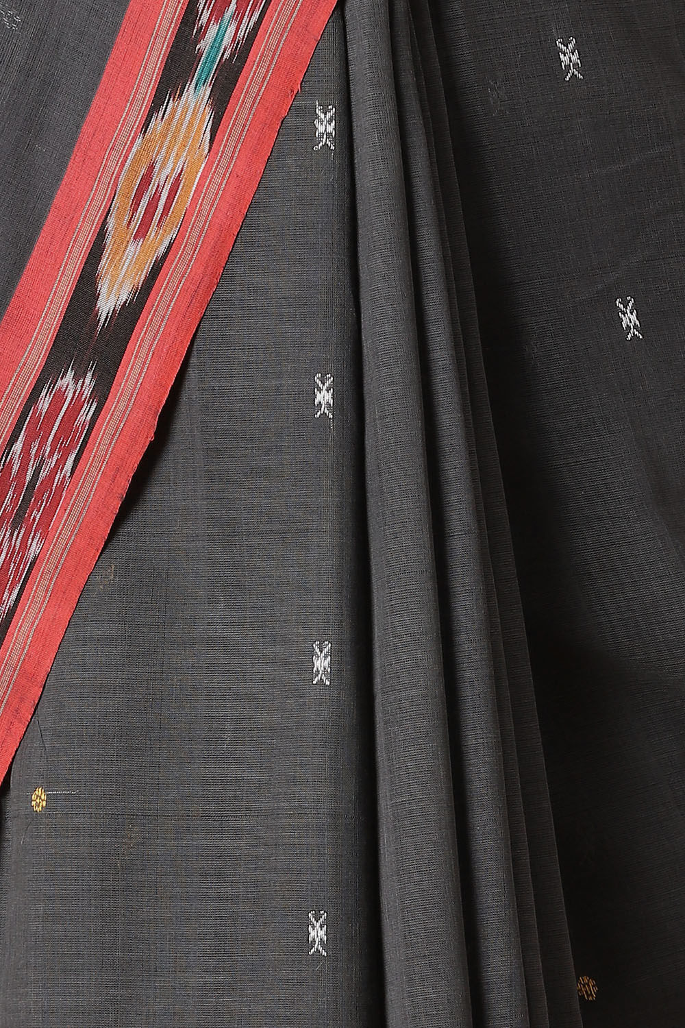Black Pure Cotton Sambalpuri Ikat Saree image number null