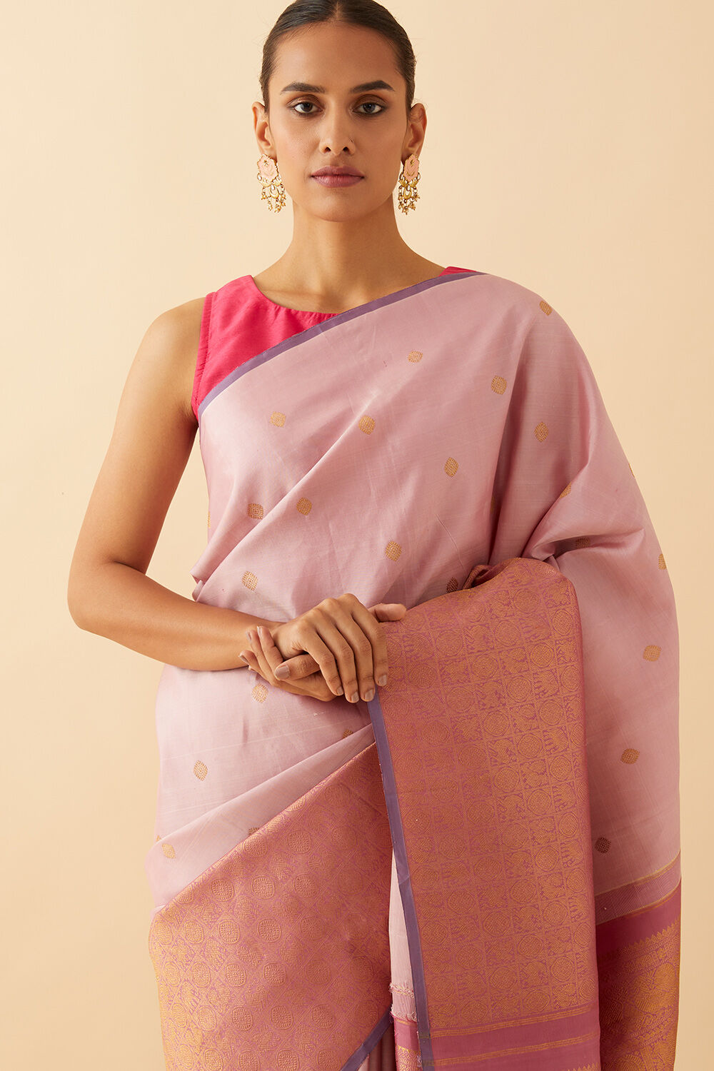 Light Pink Pure Silk Kanjivaram Saree image number null
