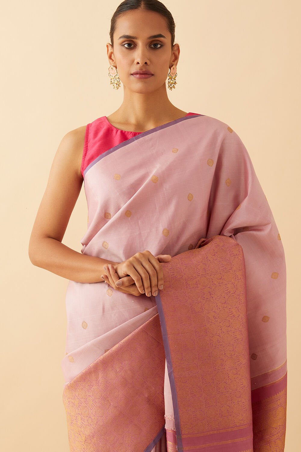 Light Pink Pure Silk Kanjivaram Saree image number null