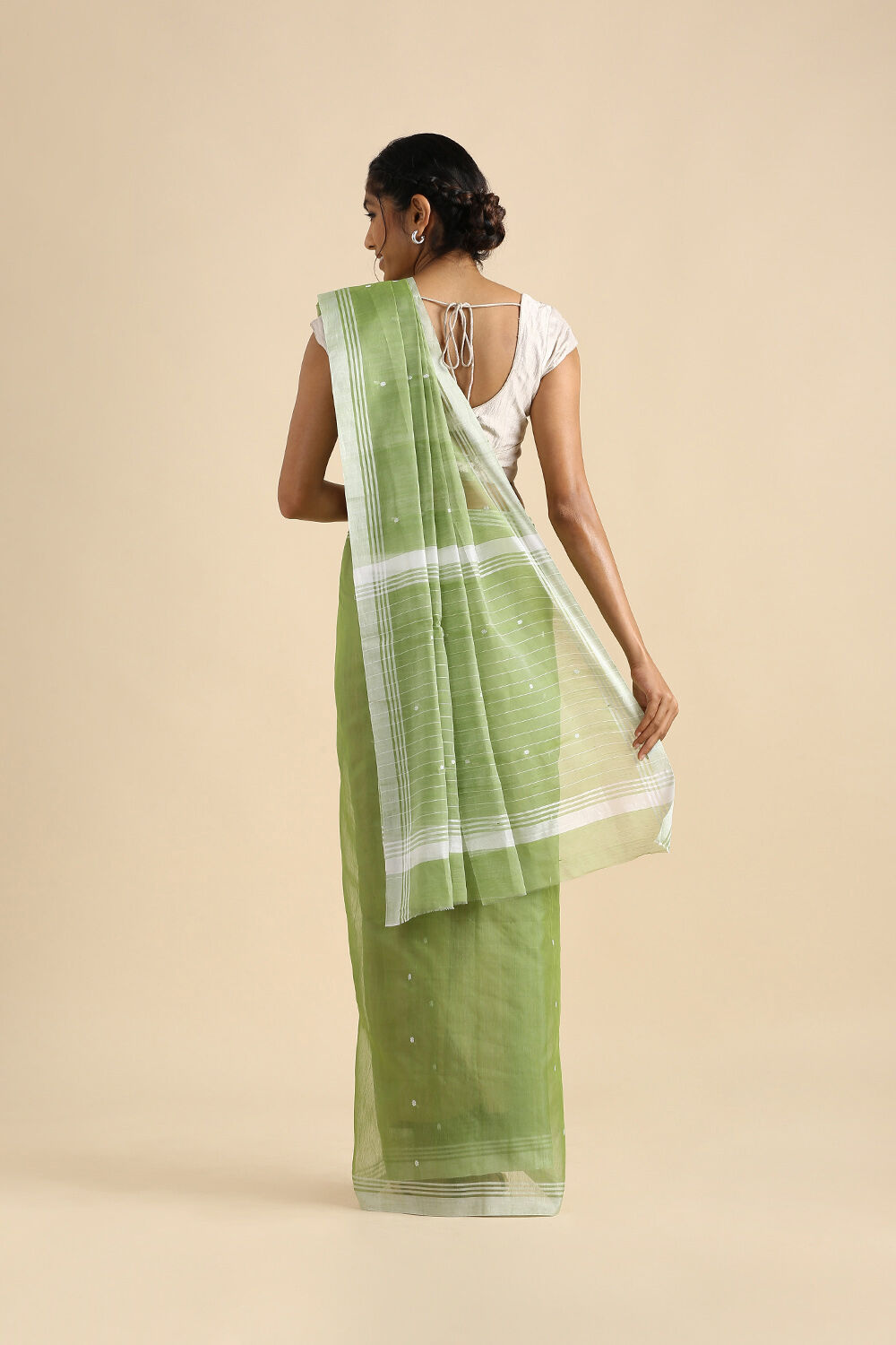 Green Pure Silk Cotton Chanderi Saree image number null