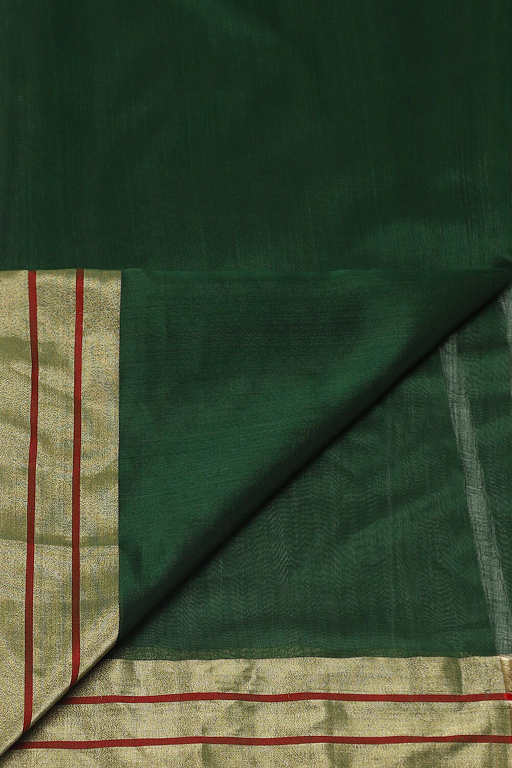 Dark Green Pure Silk Cotton Chanderi Saree image number null