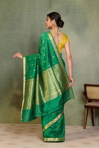 Green Silk Viscose Cutwork Banarasi Inspired Design Saree thumbnail image number null