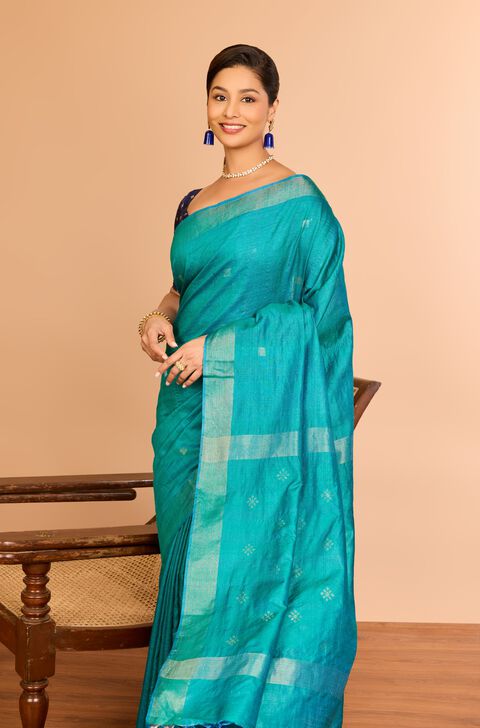 Green Tussar Chattisgarh Woven Saree