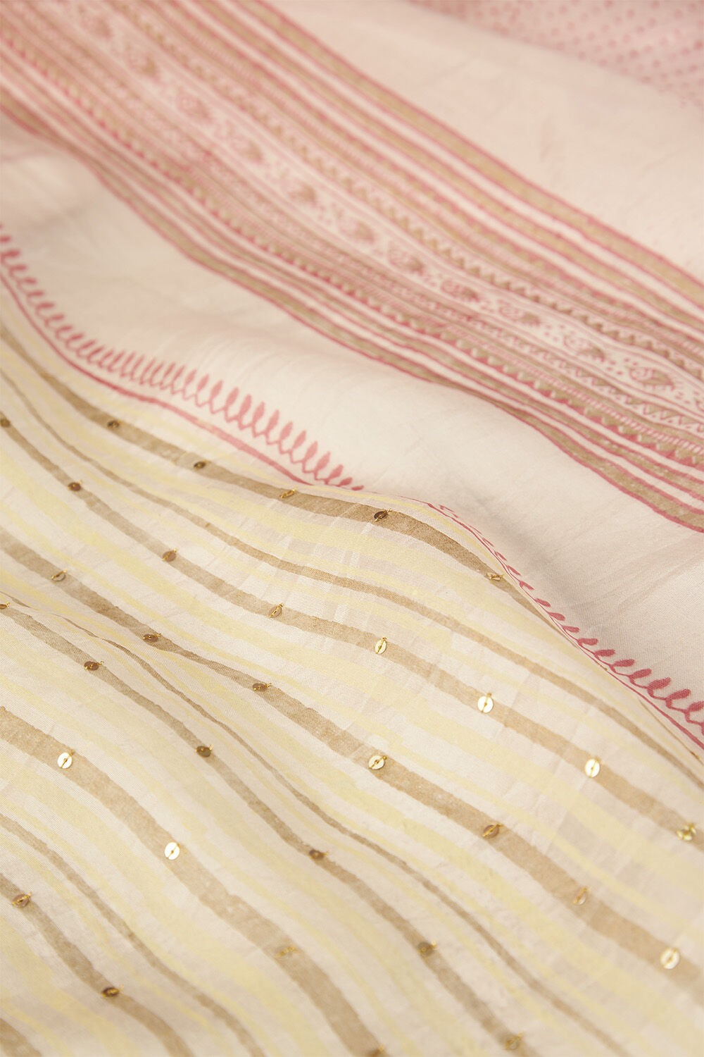 Off White Bengal Silk Tencel Printed Embroidery Saree image number null