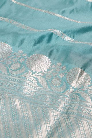 Light Blue Pure Silk Kadwa Banarasi Saree thumbnail image number null