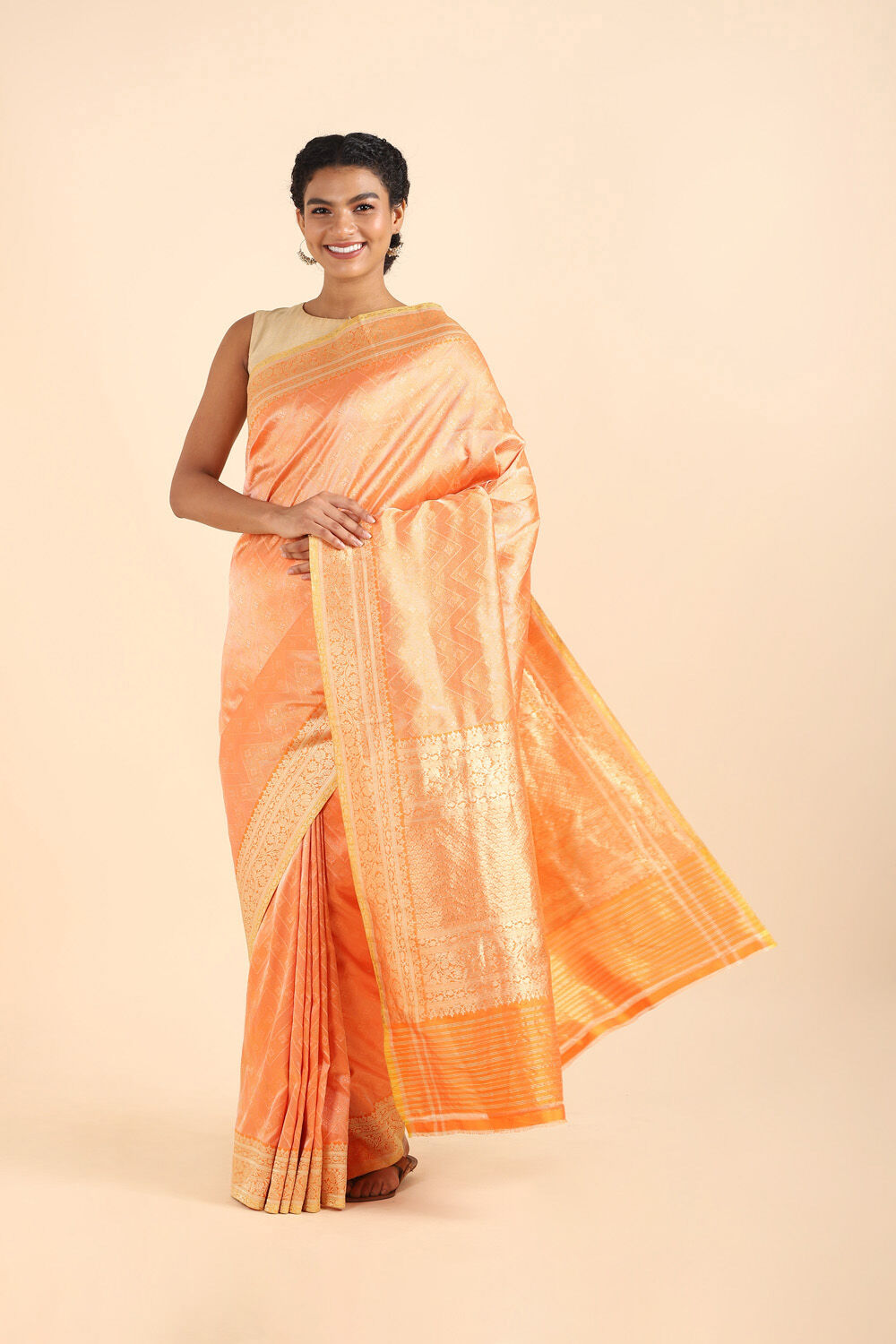 Orange Pure Silk Banarasi Saree image number null