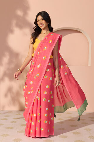 Pink Bengal Screen Printed Pure Cotton Mulmul Saree thumbnail image number null