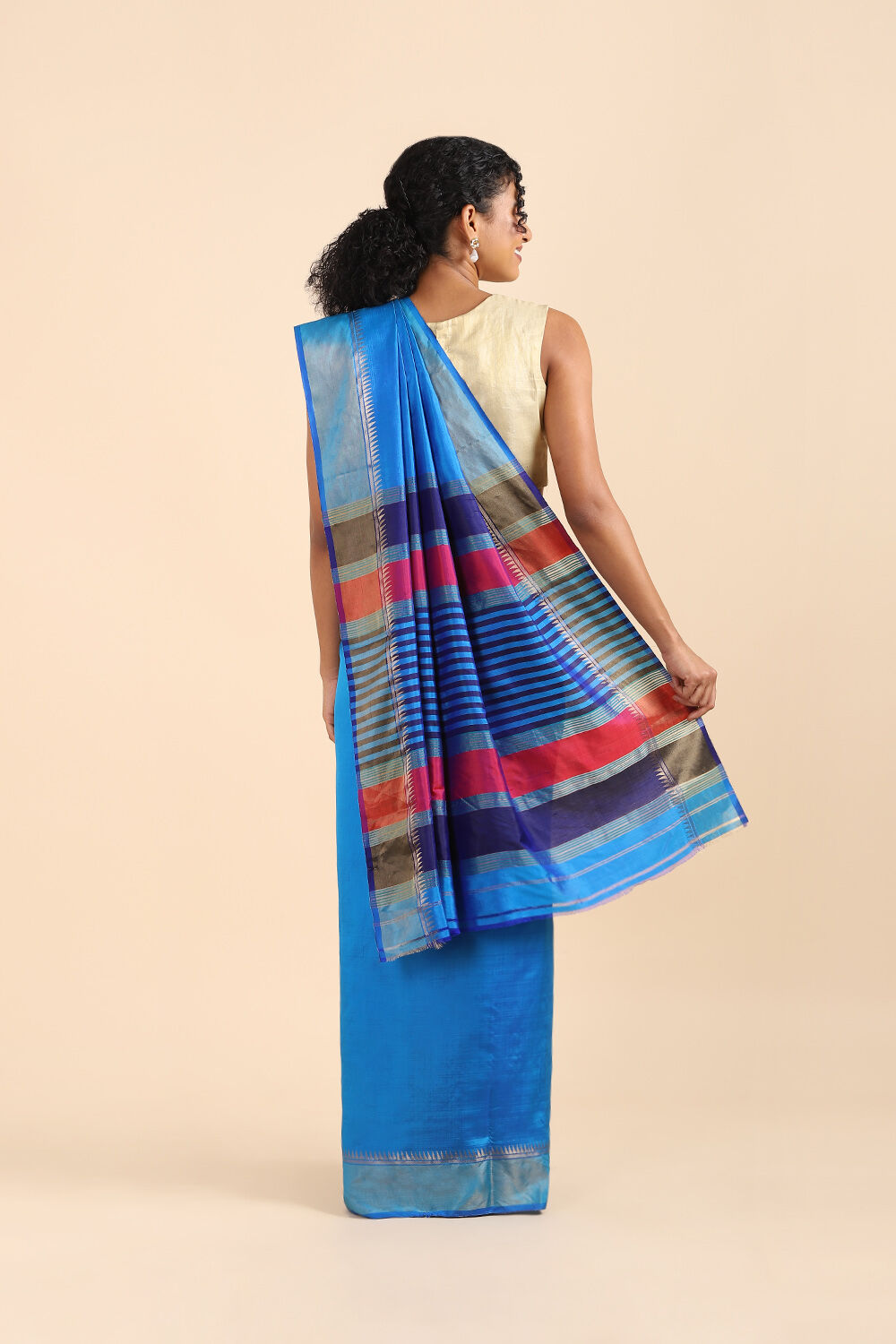 Light Blue Pure Silk Woven Saree image number null