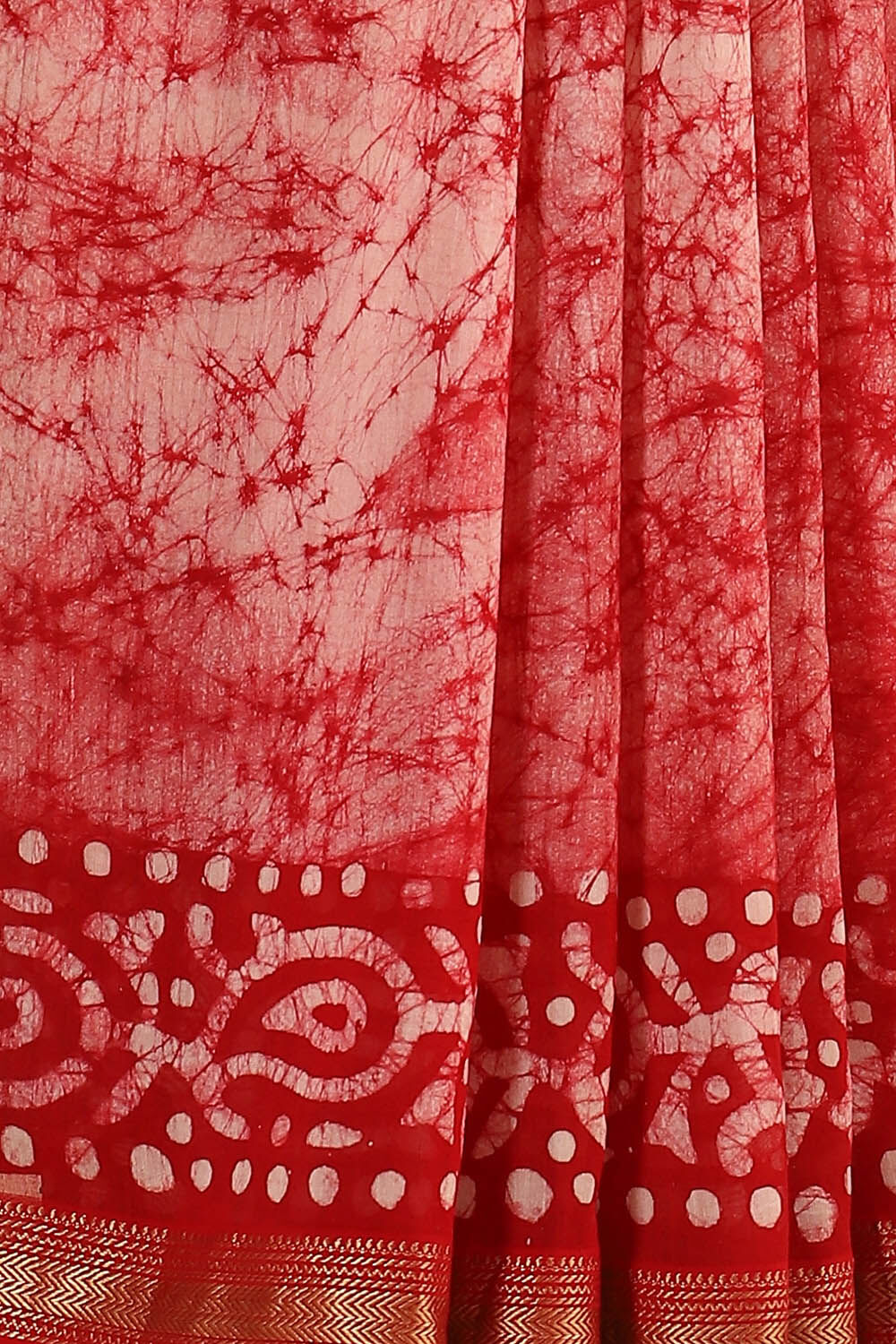 Red Pure Silk Cotton Batik Saree image number null