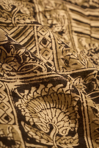 Beige Printed Kalamkari Machilipatnam Pure Cotton Saree thumbnail image number null