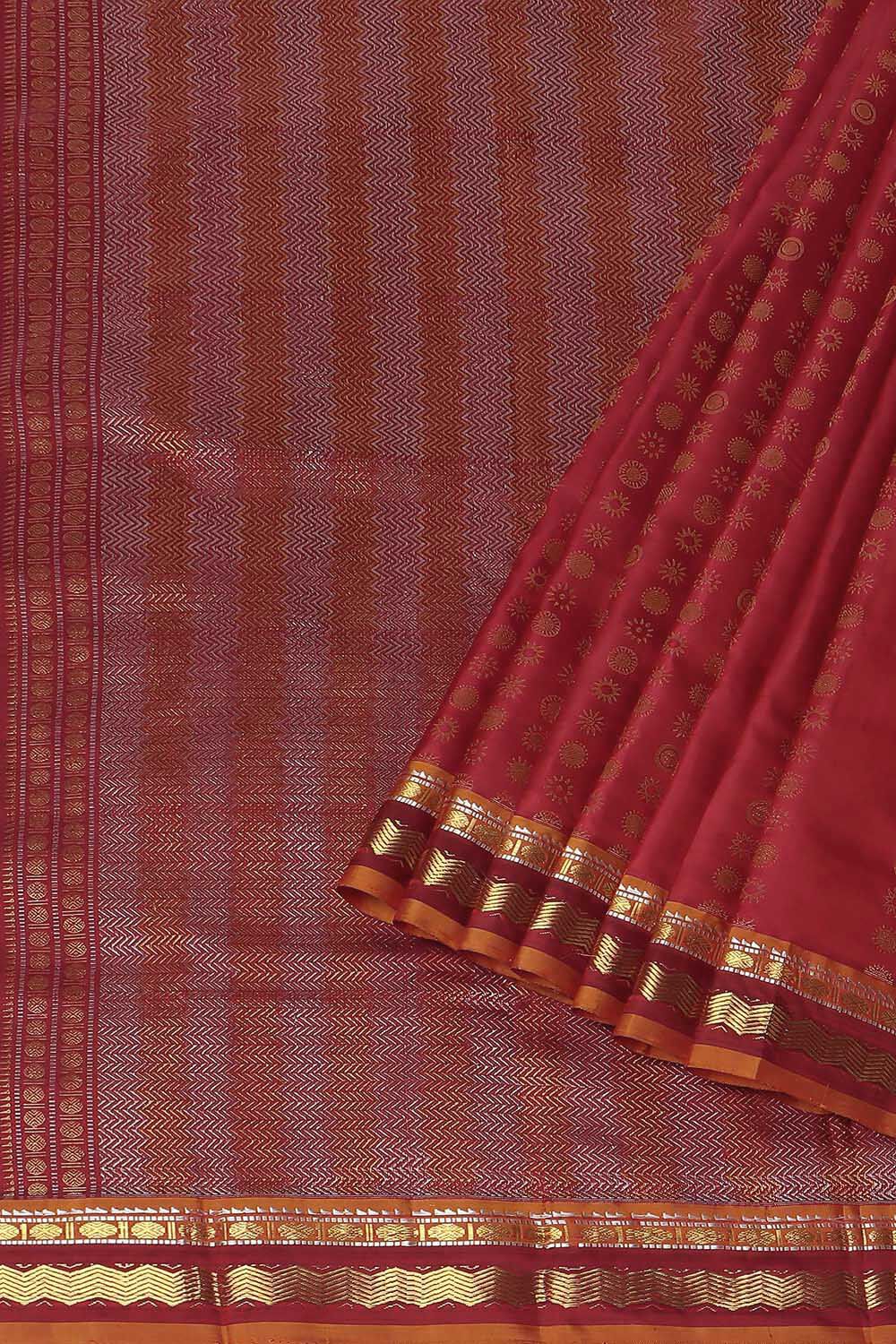 Dark Red Pure Silk Kanjivaram Saree image number null