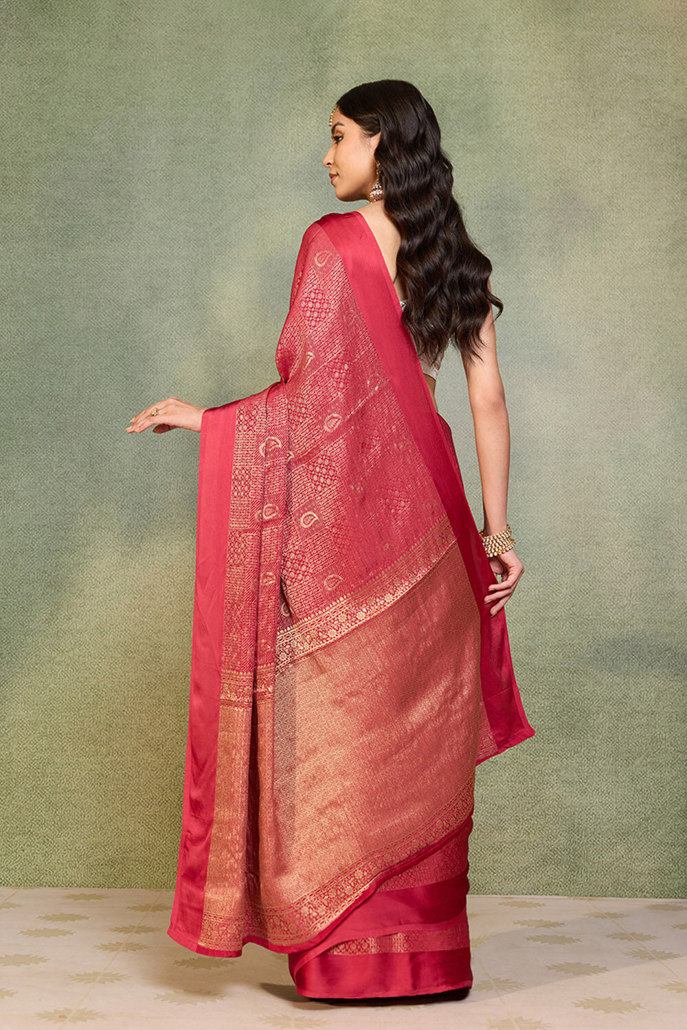 Red Woven Pure Viscose Saree image number null