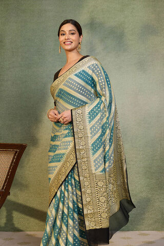 Blue Banaras Pure Silk Georgette Cutwork Saree image number