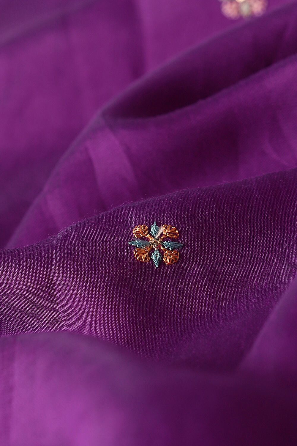 Violet Viscose Embroidered Semistitched Suit Set image number null