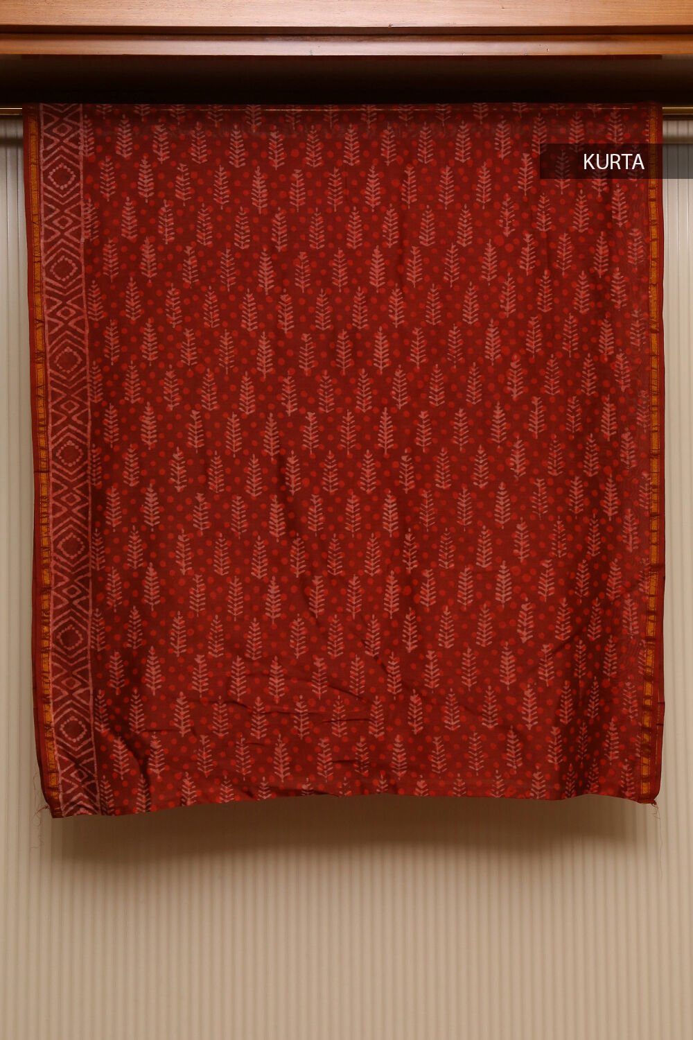 Dark Red Dabu Pure Silk Cotton Suit Set image number null