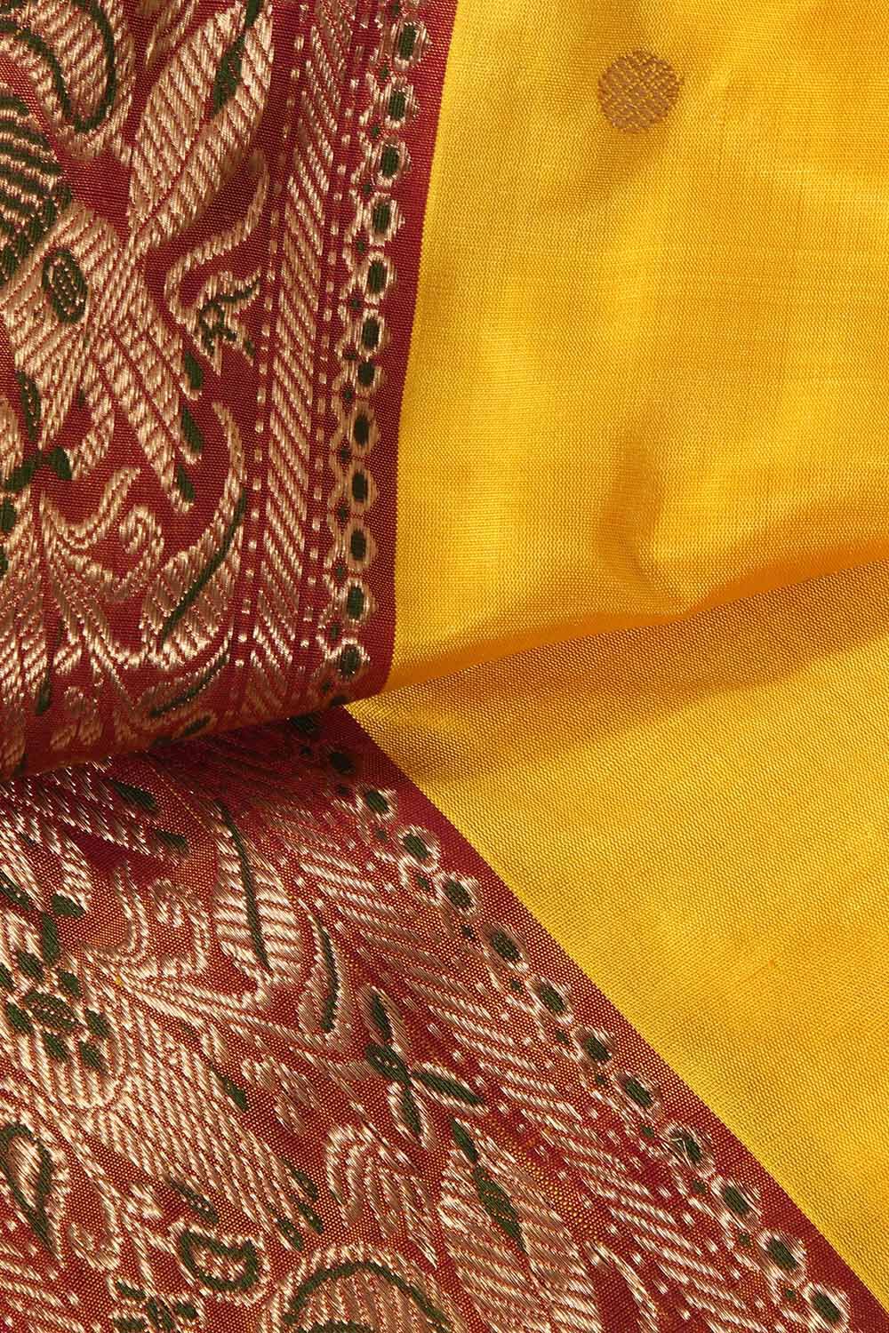 Yellow Pure Silk Chanderi Saree image number null