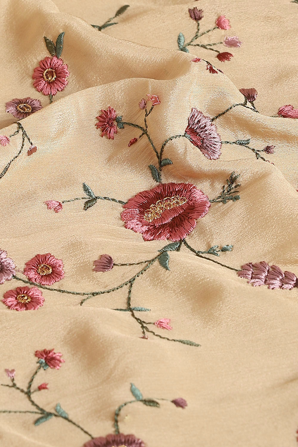 Beige Pure Viscose Embroidered Saree image number null