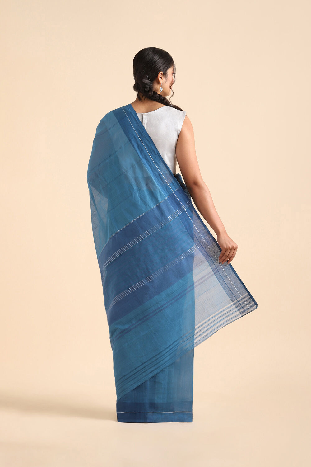 Blue Pure Cotton South Saree image number null