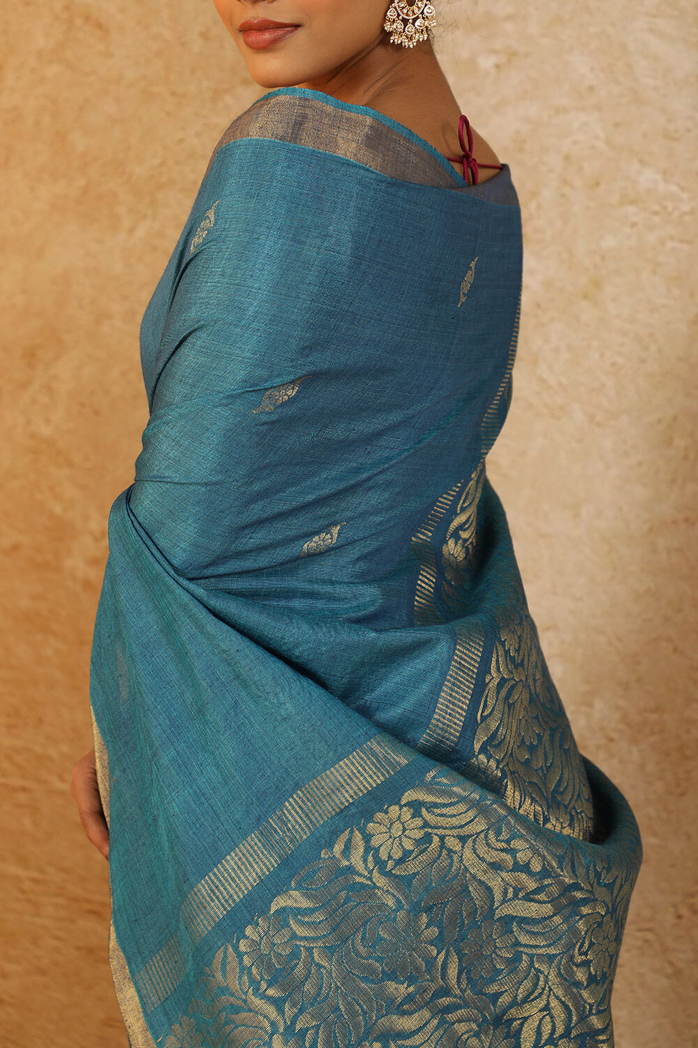 Navy Chattisgarh Woven Pure Tussar Silk Saree image number null