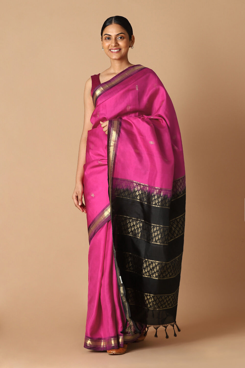 Pink Pure Silk Kanjivaram inspired Saree image number null