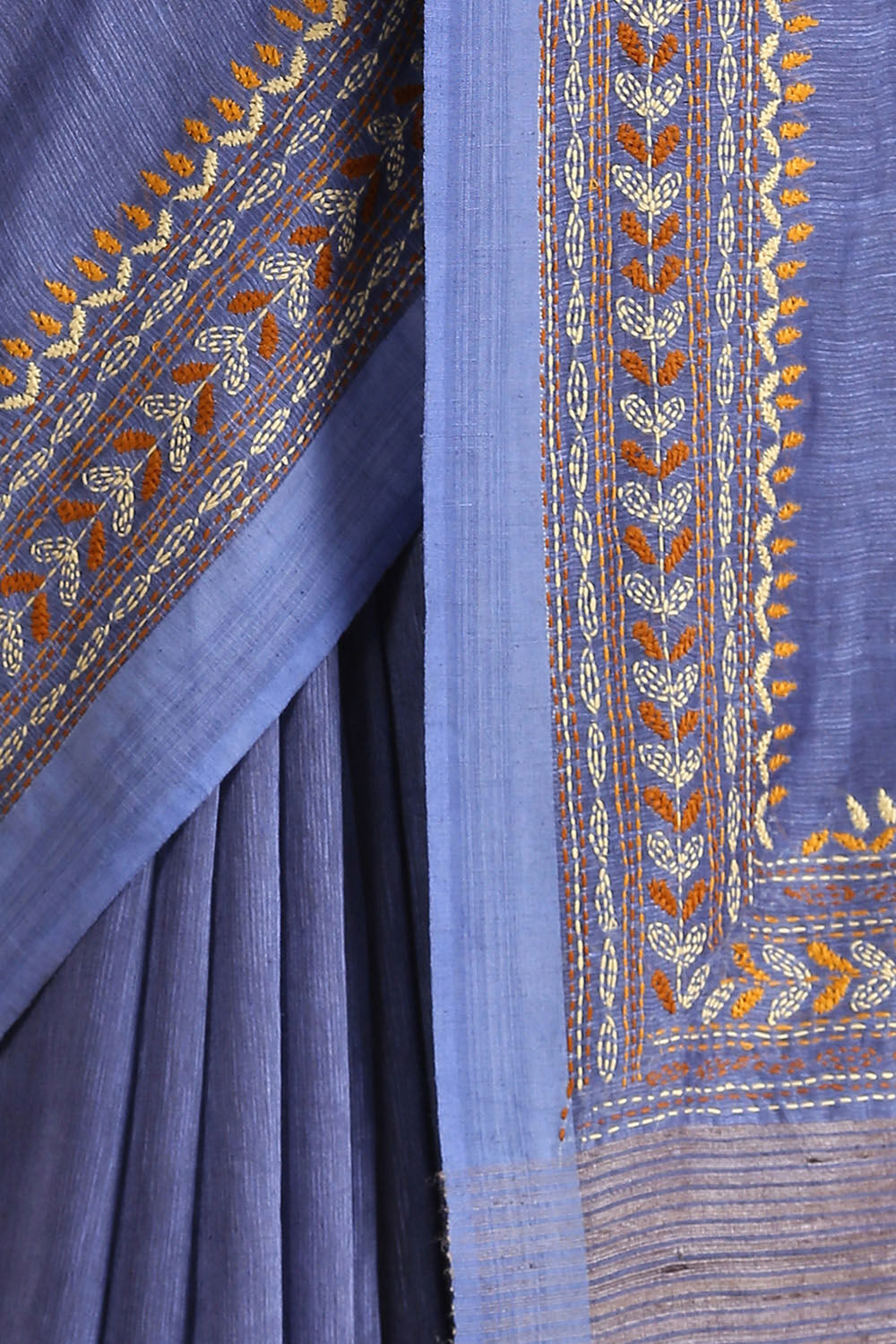 Purple Embroidered Pure Silk Linen Saree image number null