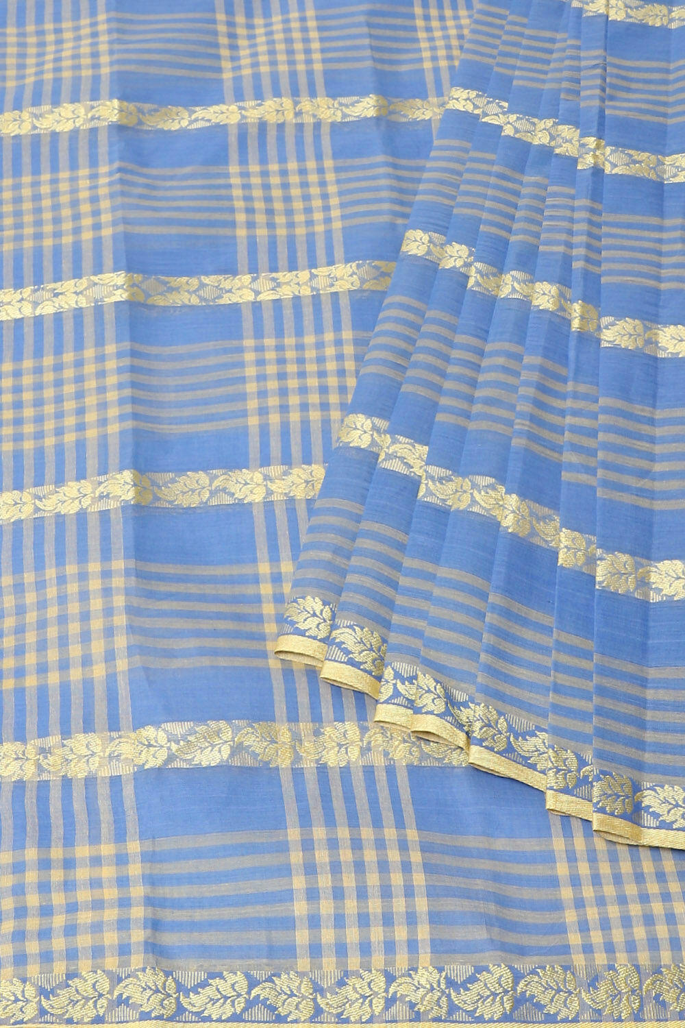 Blue Pure Cotton Bengal Saree image number null