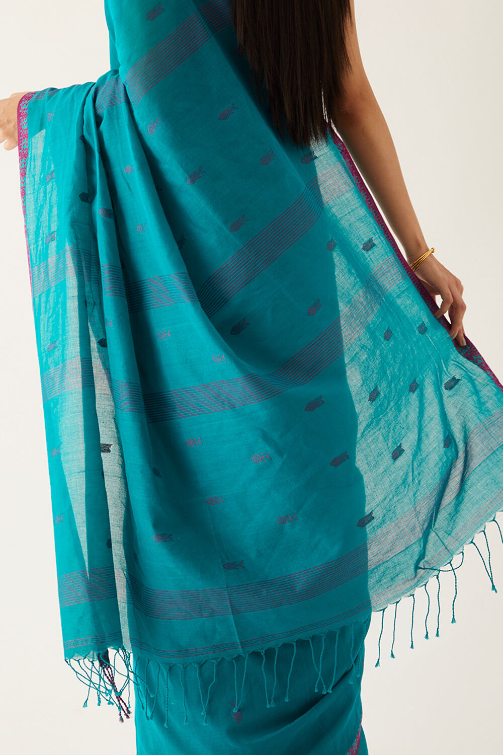 Green Pure Cotton Bengal Saree image number null