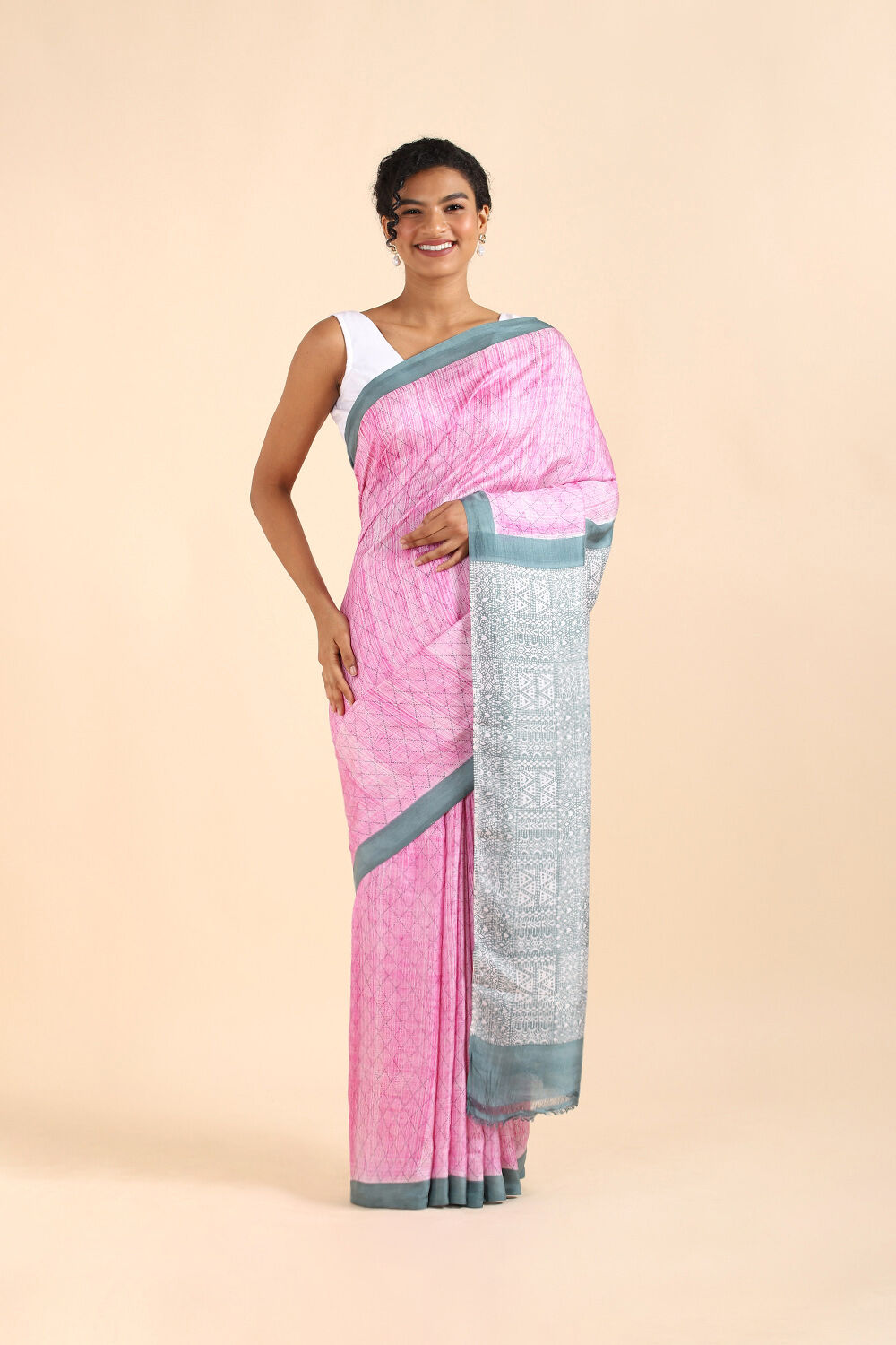 Pink Pure Silk Printed Saree image number null