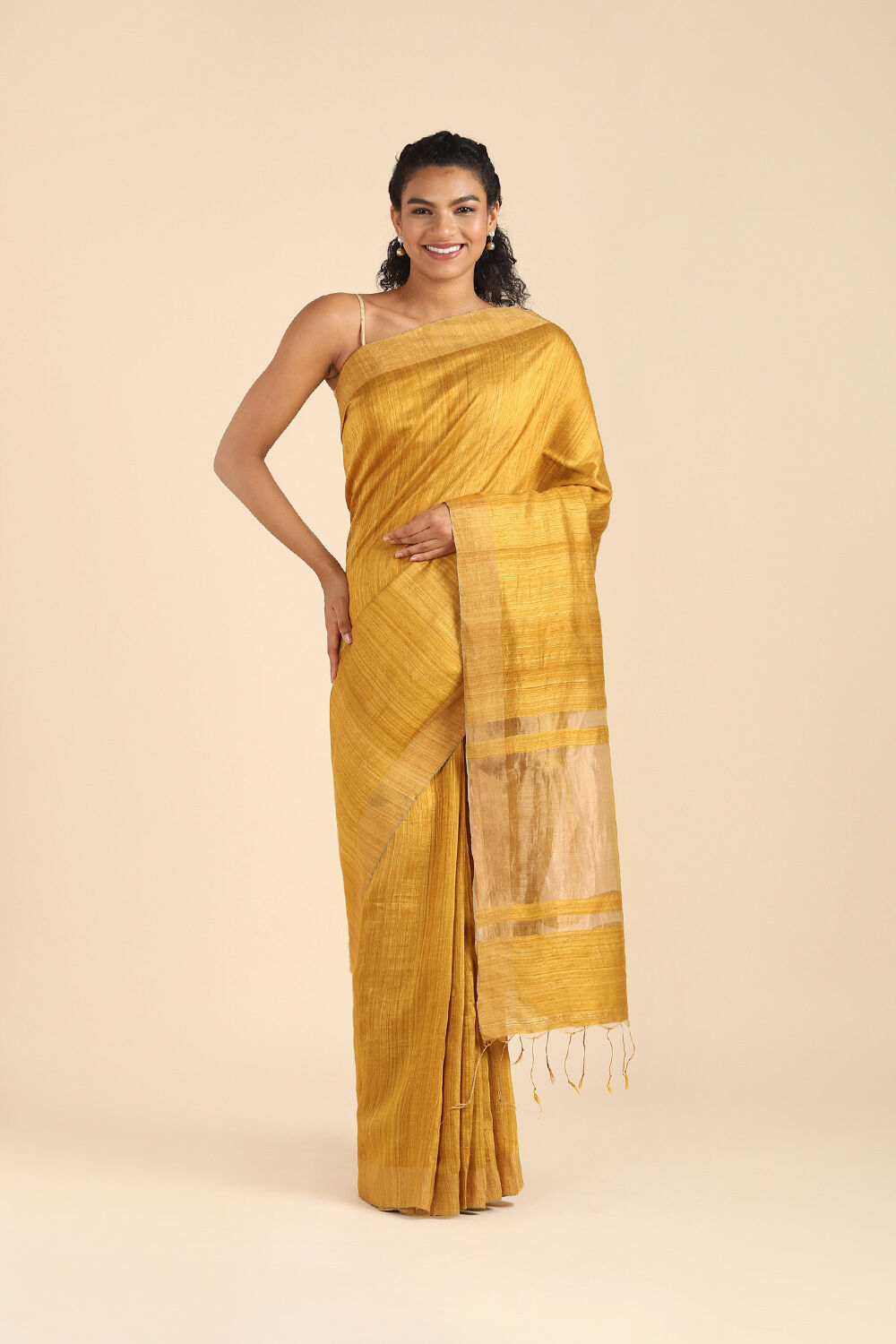 Yellow Pure Silk Vanya Bengal Saree image number null