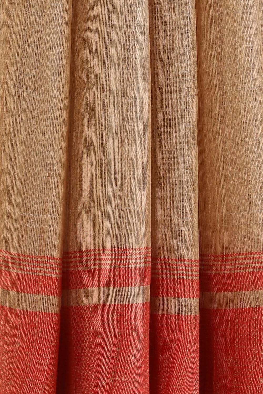 Beige Tussar Bhagalpuri Saree image number null