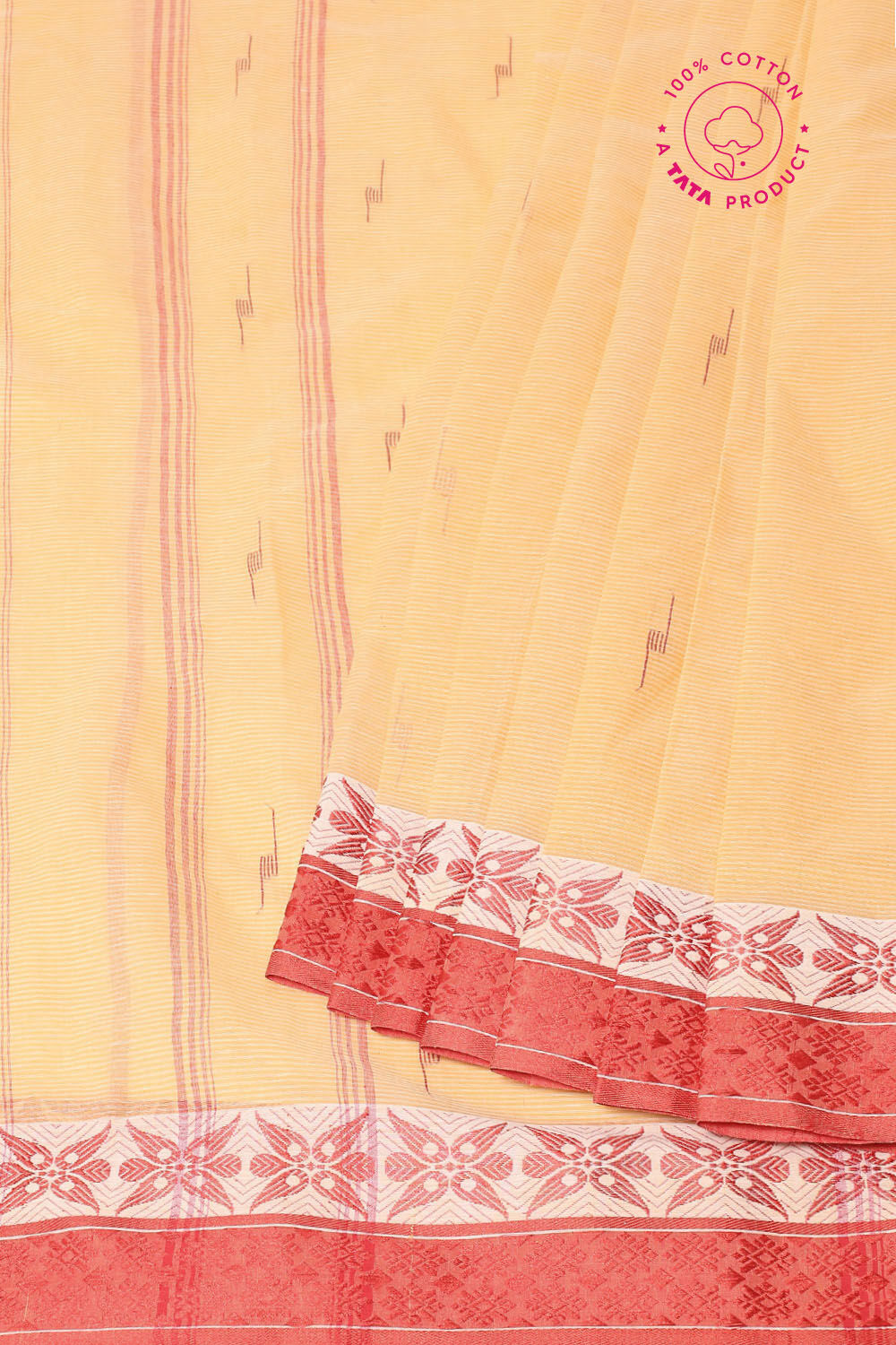 Light Orange Pure Cotton Bengal Saree image number null