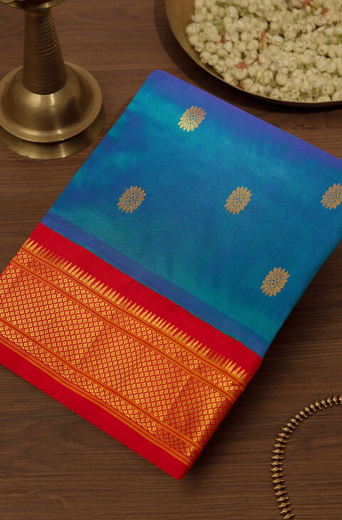 Blue Woven Paithani Inspired Design Pure Silk Saree